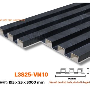 Lam 3 sóng 25mm đen vân gỗ nổi 3D L3S25-10