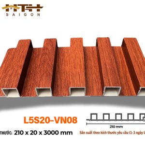 Lam 5 sóng 20mm màu gỗ đỏ L5S20-08