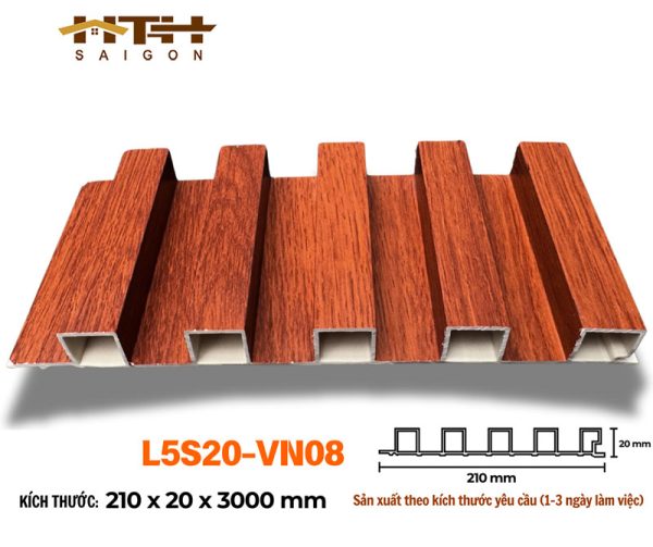 Lam 5 sóng 20mm màu gỗ đỏ L5S20-08