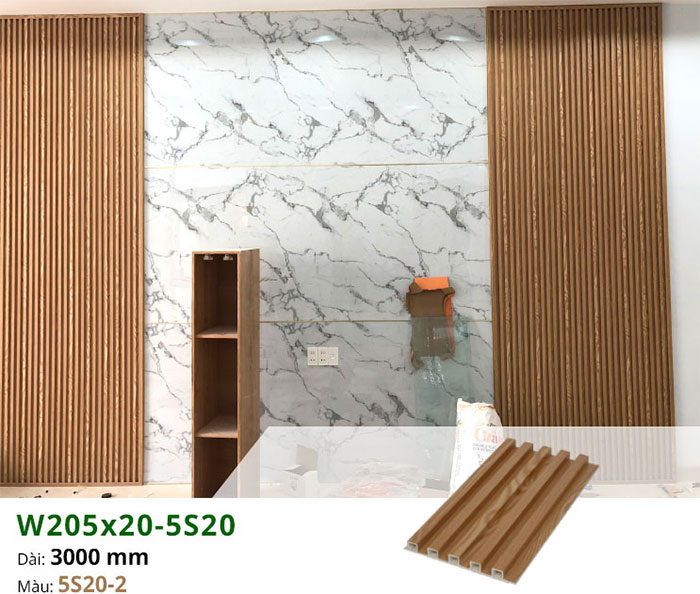 op-tuong-phong-khach-10 Ốp tường phòng khách bằng tấm lam sóng và tấm nhựa giả đá