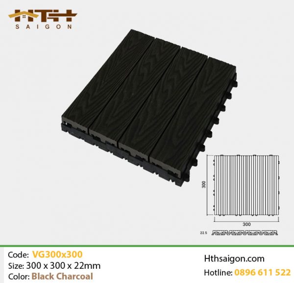 Vỉ gỗ nhựa HB300x300 Black Charcoal