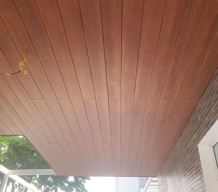 Hoàn thiện công trình ốp trần mái hiến bằng xi măng giả gỗ Conwood