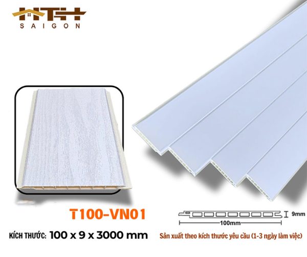 Tấm ốp phẳng 100mm màu sồi trắng T100-vn01