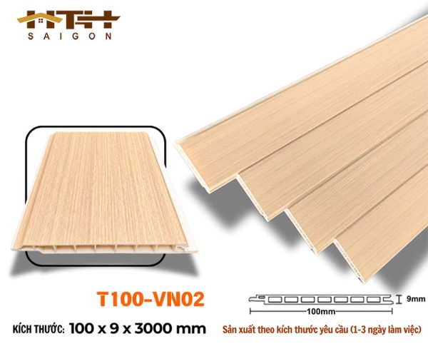 Tấm ốp phẳng 100mm màu sồi vàng T100-vn02