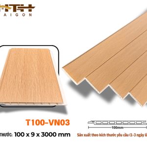 Tấm ốp phẳng 100mm màu sồi vàng đậm T100-vn03