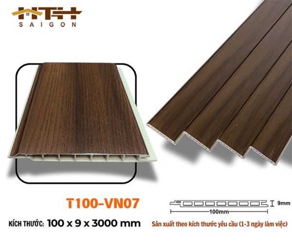 Tấm ốp phẳng 100mm màu walnut T100-vn07