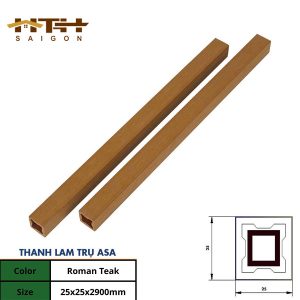 Lam trụ gỗ nhựa ASA 25x25 Teak