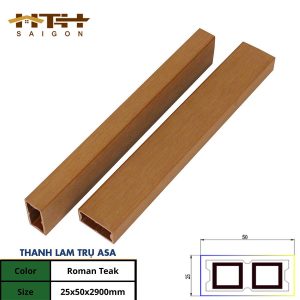 Lam trụ gỗ nhựa ASA 25x50 Teak