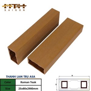 Lam trụ gỗ nhựa ASA 25x80 Teak