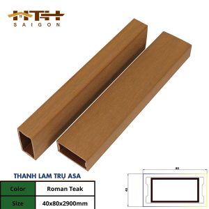 Lam trụ gỗ nhựa ASA 40x80 Teak