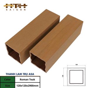 Lam trụ gỗ nhựa ASA 120x120 Teak